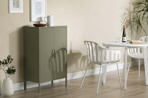 South Shore Eddison Metal 2-Door Storage Cabinet, Olive Green - WoodArtSupply