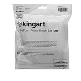 KINGART 242-20 Foam 20 Pc. Value Pack 2" Brush Set, Short Wood Handle, for Oil, Acrylic & Watercolor Paint, Great for Crafts, DIY Home Projects, KINGART