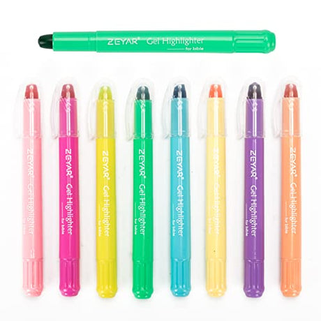 ZEYAR Gel Highlighters, Bible Highlighter Pens, No Bleed, Quick Dry, assorted colors, Bible Study and Bible Journaling Supplies, Bible highlighters ZEYAR