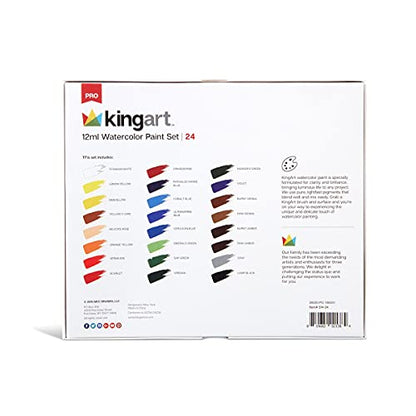 KINGART Watercolor Paint, 12ml Tubes, Set of 24 - WoodArtSupply