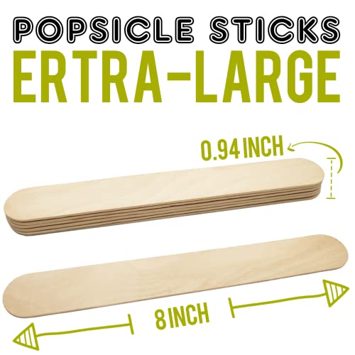 WISYOK 8'' Jumbo Craft Sticks, 60pcs Extra Large Natural Premium Wood, Ice Cream Sticks, Jumbo Sticks, Large Tongue Depressors, Plant Labels, Hair WISYOK