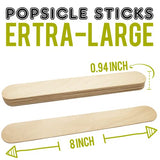 WISYOK 8'' Jumbo Craft Sticks, 60pcs Extra Large Natural Premium Wood, Ice Cream Sticks, Jumbo Sticks, Large Tongue Depressors, Plant Labels, Hair WISYOK