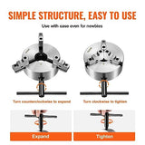 VEVOR 3-Jaw Lathe Chuck, 8'', Self-Centering Lathe Chuck, 0.16-8 in/4-200 mm Clamping Range with T-key Fixing Screws Hexagon Wrench, for Lathe 3D VEVOR