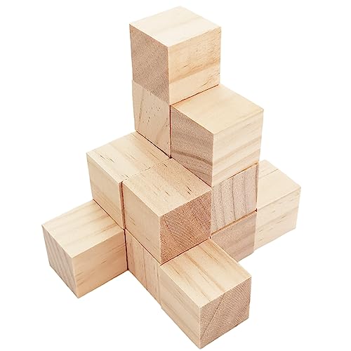 ZQYYQZ 50 Pieces 1 Inch Wooden Cubes, Unfinished Blank Wood Square Blocks, Wood Craft Cubes for Painting Decorating Crafting DIY Project