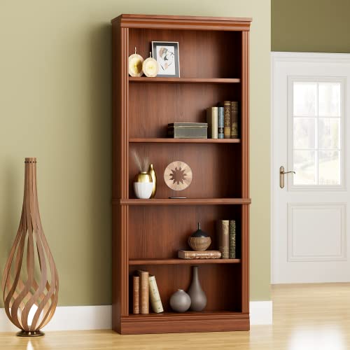 VICTONE Cherry 5-Shelf Wooden Bookcase for Stylish Home Storage - WoodArtSupply