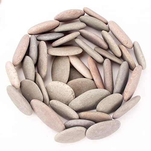 [About 91 PCS - 106 PCS](18.3 Pounds) River Rocks, Flat Rocks, 2.27"-3.56"Painting Rocks, Craft Rocks, DIY Rocks, Painting Stones