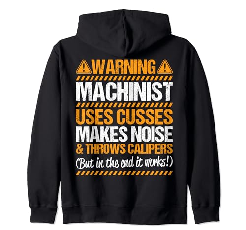 CNC Machinist CNC Operator Throws Calipers Machinist Zip Hoodie Machinist and CNC Operator Designs