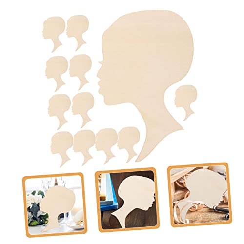 Toddmomy 48 Pcs Painting Wood Chips Hanging Wood Cutouts Wooden plaques Wooden Silhouette Heads Unfinished Wood Cutout Wooden Wreath Cutout DIY Toddmomy