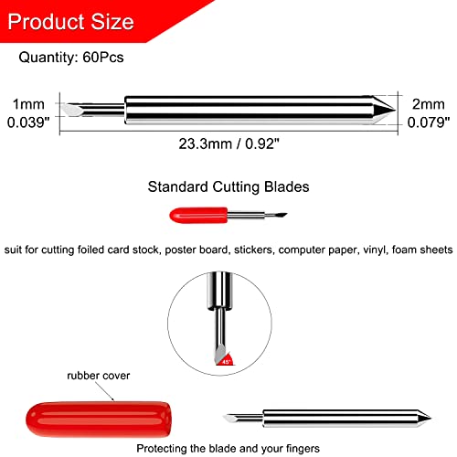 CJRSLRB 60Pcs Replacement Cutting Blades for Cricut Explore Air 2 /Air 3/Maker/Maker 3/Expression, 45 Degree Standard Fine Point Blade for Most Vinyl - WoodArtSupply