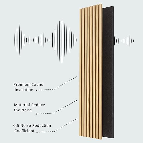 FurniFusion Acoustic Wood Wall Panels, 2 Pack 94.49” x 12.6” Soundproof Wall Panels, Wood Slat Wall Panels for Wall Decor (Natural Oak) - WoodArtSupply