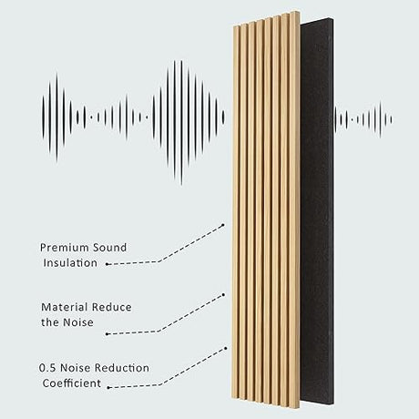 FurniFusion Acoustic Wood Wall Panels, 2 Pack 94.49” x 12.6” Soundproof Wall Panels, Wood Slat Wall Panels for Wall Decor (Natural Oak) FurniFusion