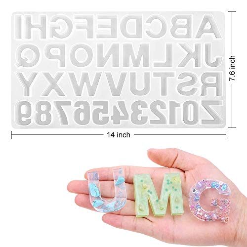 244Pcs Alphabet Silicone Resin Casting Molds Kit, Reversed Letters & Numbers Epoxy Casting Molds with Pin Vise Set for DIY Making Keychain/House Nupinta