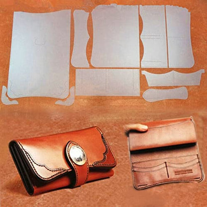 FASTROHY PVC DIY Women Wallet Leather Stencil Pattern Leather Craft Sewing Template Set - WoodArtSupply