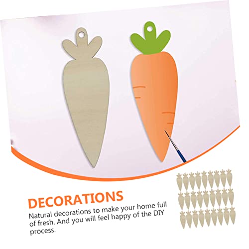 Gogogmee 30Pcs Carrot DIY Woodsy Decor Arts and Crafts for Kids Wooden Crafts Easter Carrot Hanging Ornaments DIY Carrot Slices Easter Wood Cutouts Gogogmee