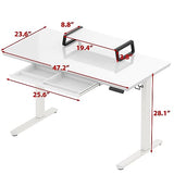 SHW 48-Inch Glass Electric Height Adjustable Desk with Monitor Riser and Drawer, White SHW
