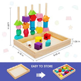 TooyBing Montessori Wooden Lacing Beads Toys for 2 3 4 Year Old Toddler Kids, Sequencing & Stacking Block Toy with Storage Box, STEM Preschool TooyBing