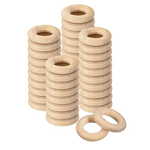 uxcell 60Pcs 20mm(0.8-inch) Natural Wood Rings, 5mm Thick Smooth Unfinished Wooden Circles for DIY Crafting, Knitting, Macrame, Pendant - WoodArtSupply