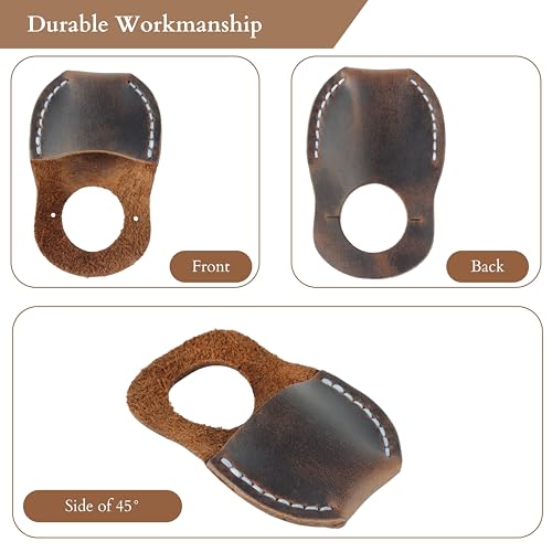 Toprank Leather Thumb Guard for Wood Carving - Premium Full Grain Leather Finger Protector, Handmade Carpenter Carving Kit Accessory (Tan) - WoodArtSupply