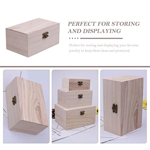 TOYANDONA 5Pcs Unfinished Wooden Boxes, Unfinished Wood Boxes Unpainted Wooden Boxes for Crafts DIY Wood Box with Hinged Lid Art Hobbies Jewelry Box - WoodArtSupply