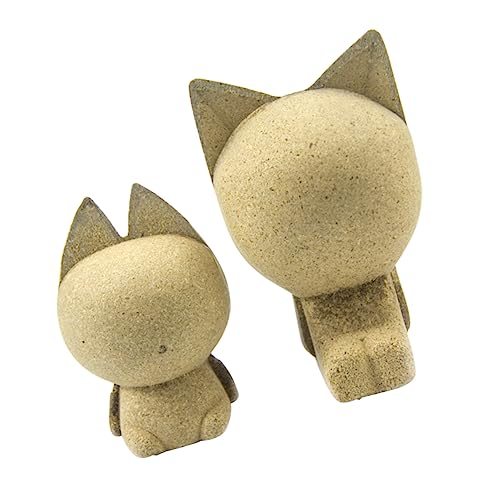 EXCEART 2pcs Blank Wood 3D Cat Crafts Wood Cat Centerpiece Blank Wood Figures Wood Peg Doll People Easter Craft Supplies Toys for Kids Wood Toys