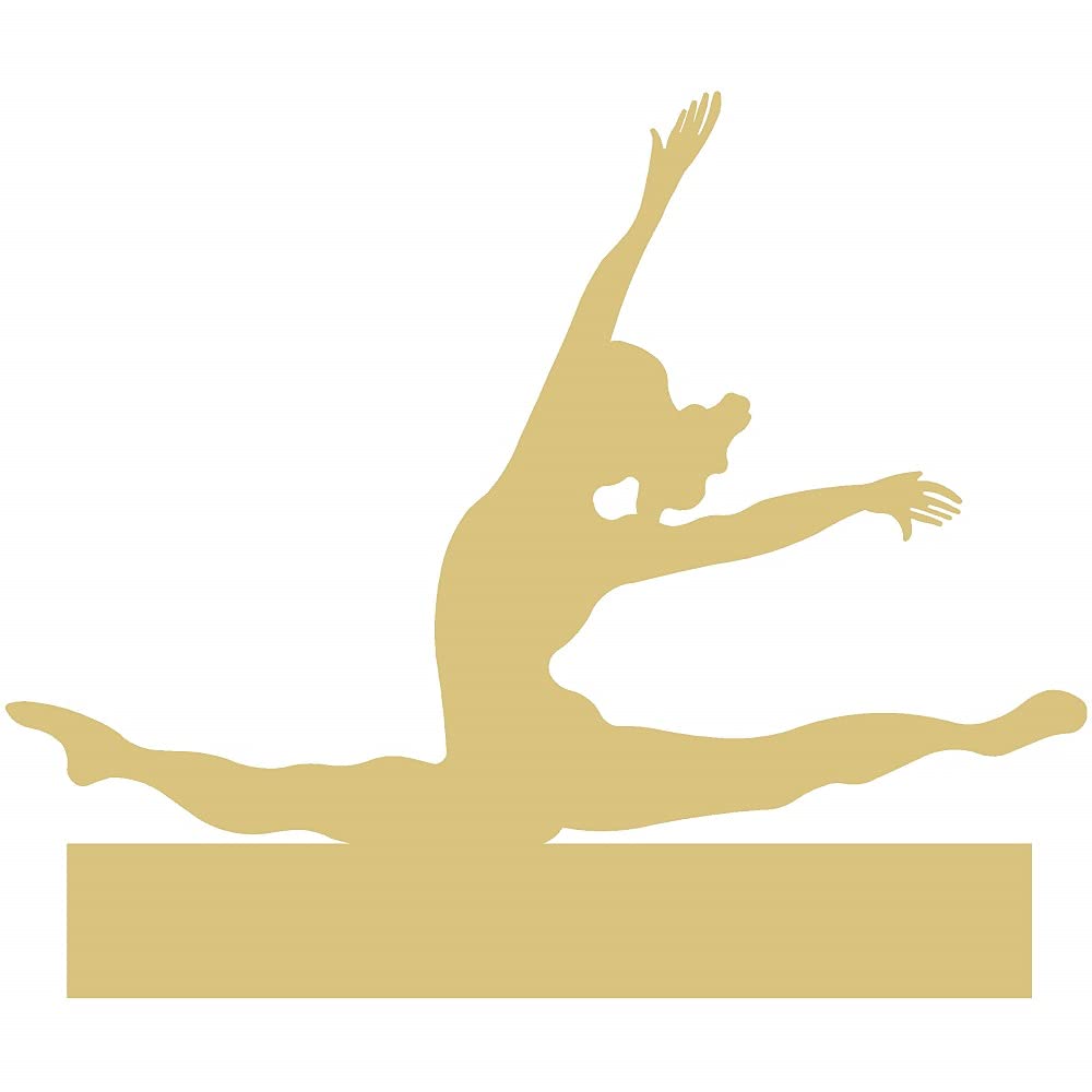Gymnast Cutout Unfinished Wood Sports Décor Door Hanger Cheer School Décor MDF Shaped Canvas Style 2 (6")