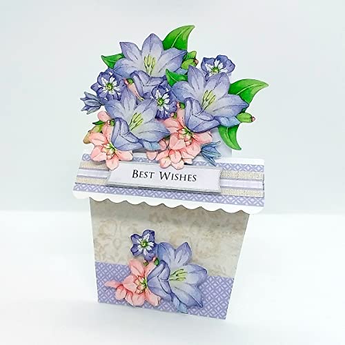 Katy Sue Flower Patch Pots Card Making Kit - Contains 8 Cards, 8 Envelopes, 3 Sheets of Floral Die Cut Decoupage & 2 Sheets of Foiled & Die Cut - WoodArtSupply