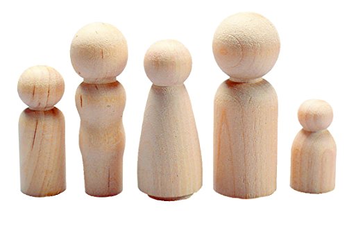 Hygloss Products Wood Peg Dolls – Craft Paintable Birchwood Doll People – Assorted Family, 10 Pieces (8560) Hygloss