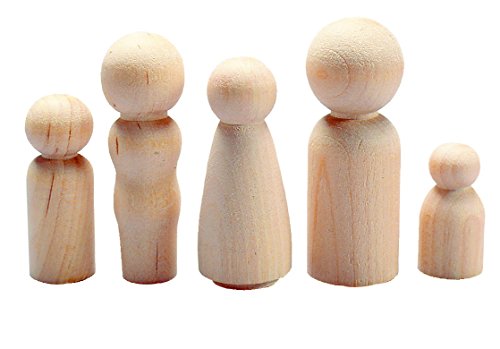 Hygloss Products Wood Peg Dolls – Craft Paintable Birchwood Doll People – Assorted Family, 10 Pieces (8560)