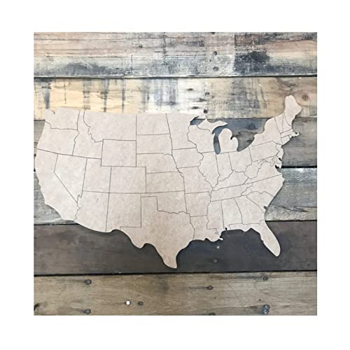 United States Wood Craft,Unfinished Wooden Cutout Art,DIY Wood Sign, Inspirational Farmhouse Wall Plaque,Rustic Home Decor for Home Office Kitchen - WoodArtSupply