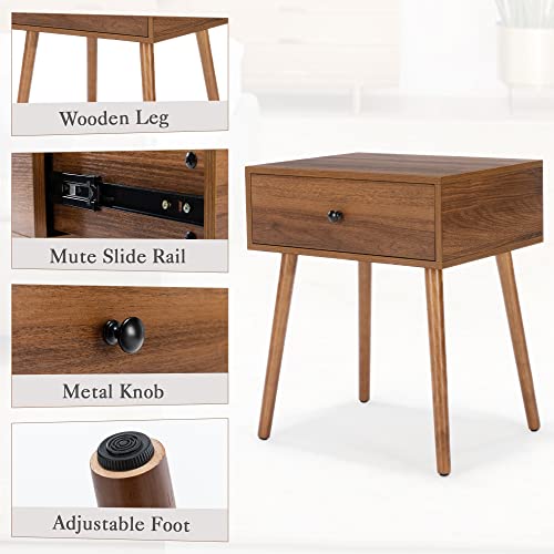 Mazefur Hidden Compartment Nightstands, Concealment Furniture Mid Century Bed Side Table with Drawer, Hidden Storage End Table for Bedroom Living - WoodArtSupply