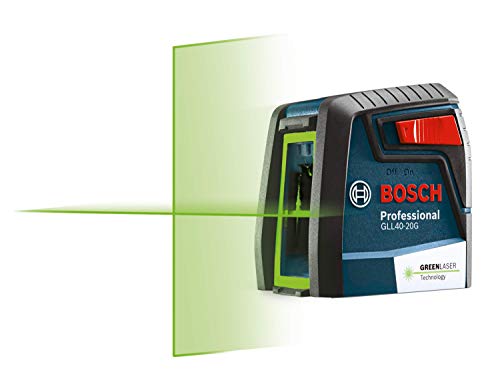 Bosch GLL40-20G 40ft Green-Beam Self-Leveling Cross-Line Laser with VisiMax Technology, 360 Degree Flexible Mounting Device and Carrying Pouch - WoodArtSupply