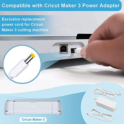 DC24V Charger Fits Power Cord Compatible with Cricut Maker 3 Cutting Machine 24VDC Power Replacement Cord Compatible with Cricut Maker 3 Power - WoodArtSupply