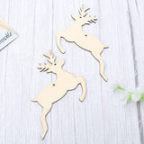 SUPVOX Wooden Chip Unfinished Wood Ornaments DIY Accessories Wood Cutouts Christmas Reindeer Wood Patches Home Bar Wedding Party 20pcs SUPVOX
