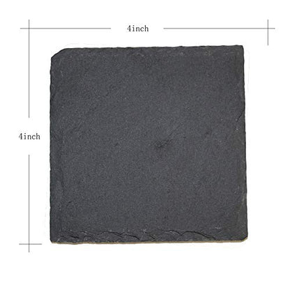 12 Pack 4 x 4 Inch Gorgeous Black Slate Stone Coasters Bulk Square Slate for Drink Bar Kitchen Home, Handmade Natural Rough Edge, Set of 12 - WoodArtSupply