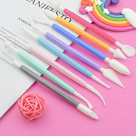 8 Pieces Plastic Clay Modeling Tools Set Ceramic Tool Kit for Sculpting Plastic Polymer Clay Shaping Tool for Kids Double-Head Suitable for DIY yuntop