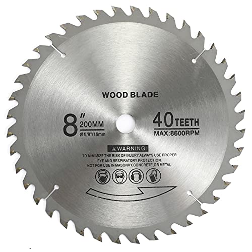 BlueNatHxRPR 8" 40 Teeth Carbide Tip Wood Cutting Circular Saw Blade Table Saw Blade Miter Saw Blade with 5/8" Arbor for General Purpose BlueNatHxRPR