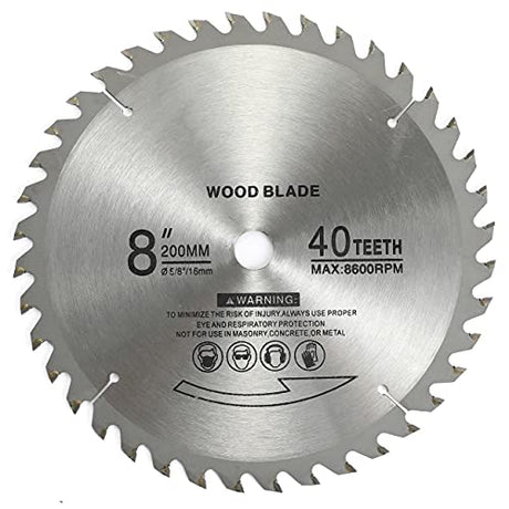 BlueNatHxRPR 8" 40 Teeth Carbide Tip Wood Cutting Circular Saw Blade Table Saw Blade Miter Saw Blade with 5/8" Arbor for General Purpose BlueNatHxRPR