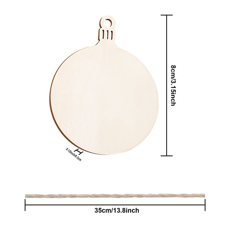 Tatuo Unfinished Wood Ornaments Wood Ornament Slices Round Wood Pieces Embellishments for Christmas Decoration Hanging and DIY Craft (50) Tatuo