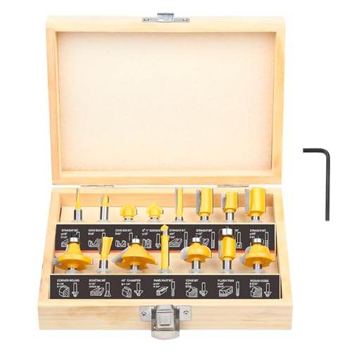 Router Bits Set 1/4 Inch Shank - BAIDETS 15 Pieces 1/4" Tungsten Carbide Router Bits, Woodwork Tools