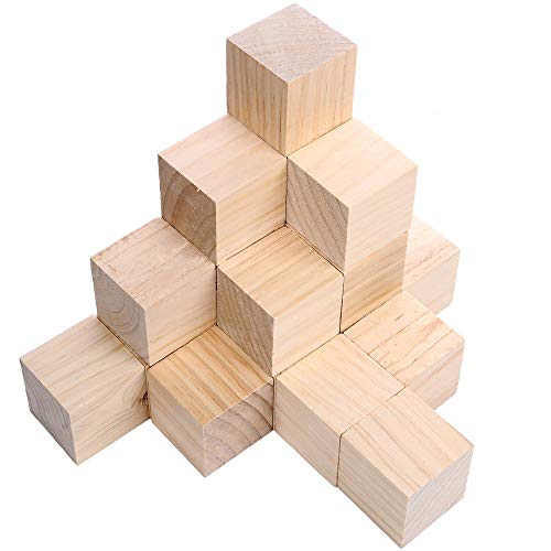 Supla 20pcs 2 inch Wooden Cubes Unfinished Wood Blocks for Wood Crafts, Wooden Cubes, Wood Blocks, Great for Baby Showers (20pcs)