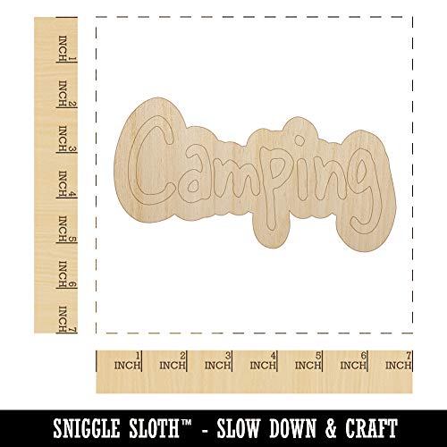 Camping Fun Text Unfinished Wood Shape Piece Cutout for DIY Craft Projects - 1/4 Inch Thick - 6.25 Inch Size Sniggle Sloth