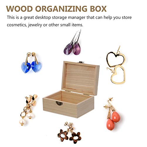 6pcs Boxes wooden box with lock unfinished wooden jewelry case wood watch display Unfinished Treasure Chest ring case display paint container Kisangel