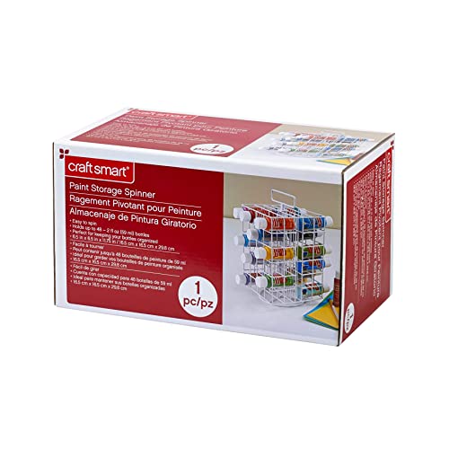 Craft Smart Spinning Paint Storage Tower Paint Storage Organizer Holds Up to 48 (2oz) Bottles - White, 1 Pack Craft Smart