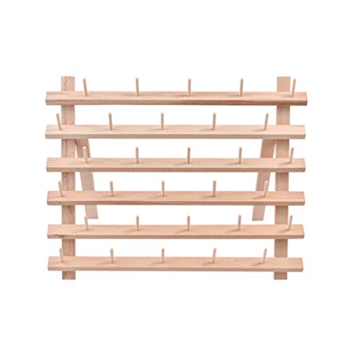 Exceart Thread Storage Rack 30 Spool Cone Foldable Wood Thread Rack ...