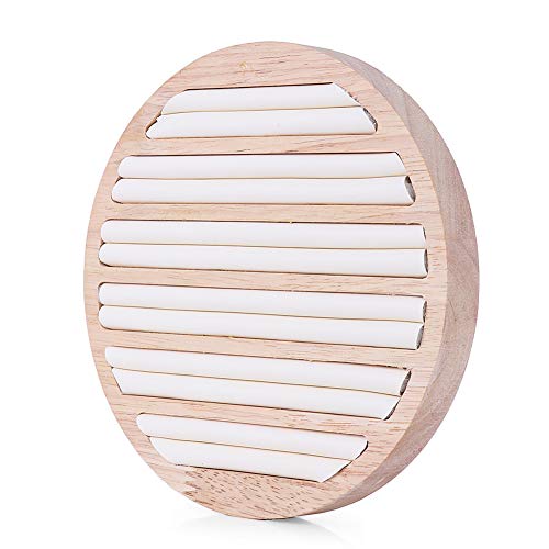 Valyria Bamboo Wood 6 Slots Round Ring Earrings Trays Showcase Display Jewelry Organizer (Round Wood) Valyria