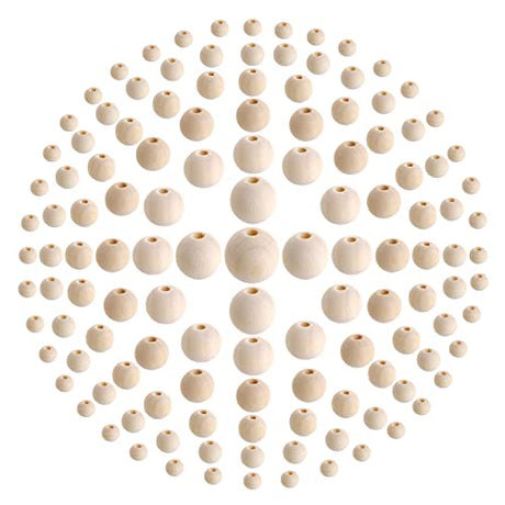 Foraineam 1000 Pieces Wood Beads Unfinished Natural Wooden Loose Beads Round Spacer Beads for Craft Making (6mm, 8mm, 10mm, 12mm, 14mm, 16mm, 20mm) Foraineam