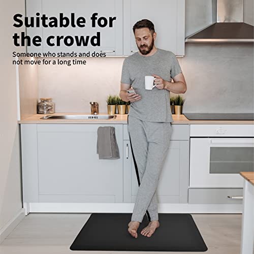 Art3d Anti Fatigue Mat - 1/2 Inch Cushioned Kitchen Mat - Non Slip Foam Comfort Cushion for Standing Desk, Office or Garage Floor (17.3"x28", Black) Art3d