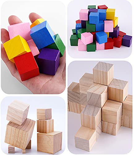 Tosnail 50 Pack 1.5 Inches Unfinished Wooden Cubes Wooden Blocks - Great for Crafts Making Tosnail