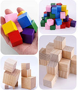 Tosnail 50 Pack 1.5 Inches Unfinished Wooden Cubes Wooden Blocks - Great for Crafts Making Tosnail