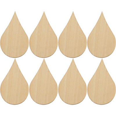 Amosfun Wooden Shape Cutouts Wood Water Drop Shape Discs Slices Wood Pieces Embellishment DIY Crafts Ornament Home Decorations Birthday Gift DIY 50mm